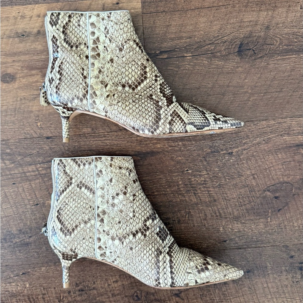 Alexandre Birman Snakeskin Kitten Heel Ankle Boots sz 36